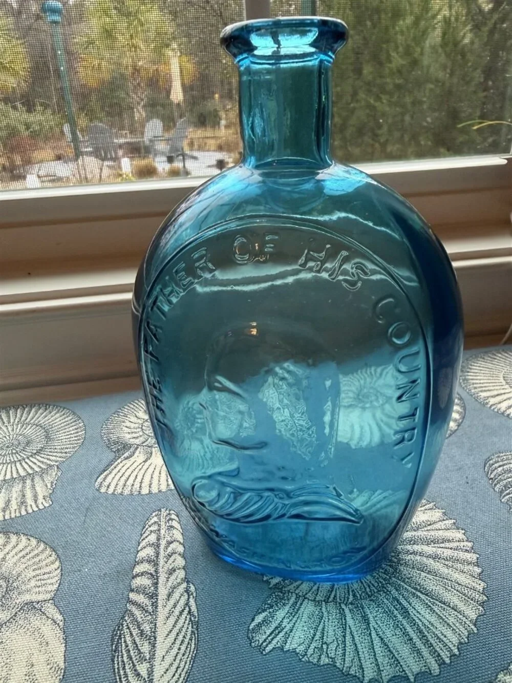 Blue Glass Bottle Washington The Father Of His Country Nuline N.J.